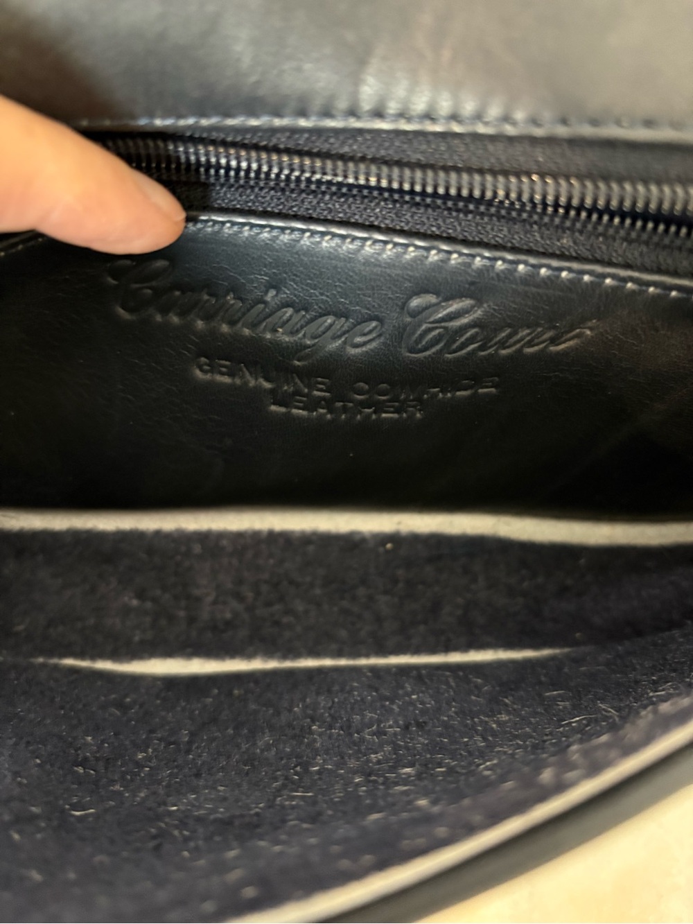 Vintage Carriage Court Leather Flap Crossbody Bag Dark Blue Feb. 1985 Style 3483 - Picture 2 of 4
